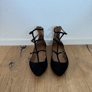 Aquazurra black suede flats