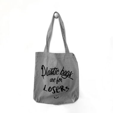 Graue Segeltuchtasche