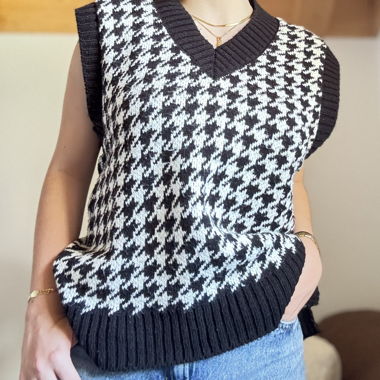 Gilet en maille pied-de-poule