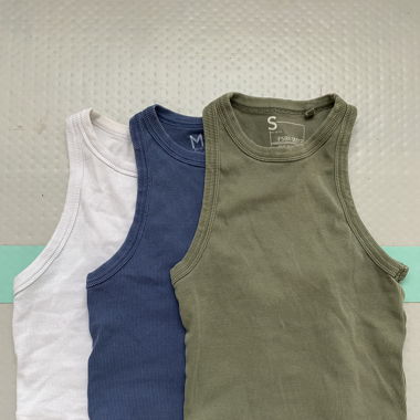 Set: Tank Top Weiss,Blau und Grün