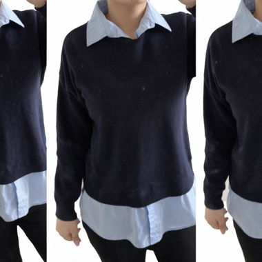 Pullover mit angenähter Hemdbluse