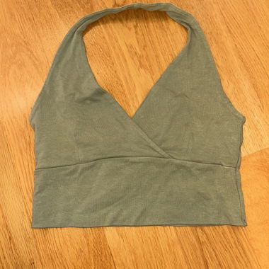 Green halter crop top
