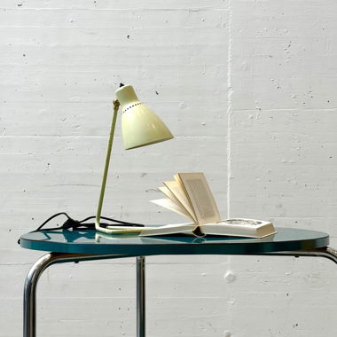 Bauhaus loop side table with Resopal, petrol, 60s