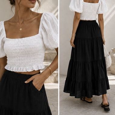 Black tiered skirt