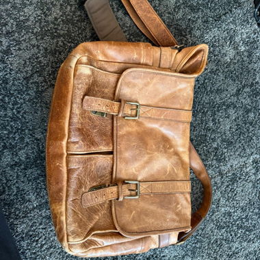 Brown leather shoulder bag