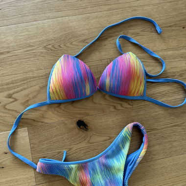 Bikini Triangle Multicolore Côtelé – Taille S