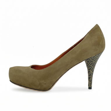 Escarpins à plateau à talon Suede Zucca Fendi, pointure EU 38, vert