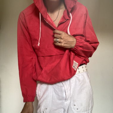 Felpa con cappuccio rossa con zip