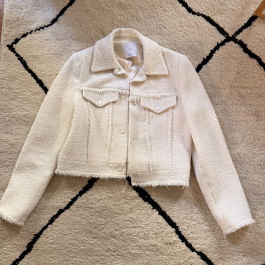 Veste courte en tweed ecru