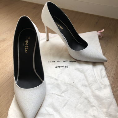 Repetto white glitter pumps size 38