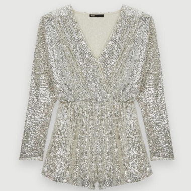 Maje Silver Sequin Playsuit