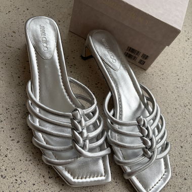 Jimmy Choo Silver Heeled Sandals