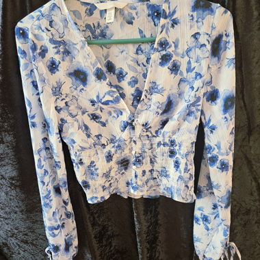 Blumige Damenbluse XS