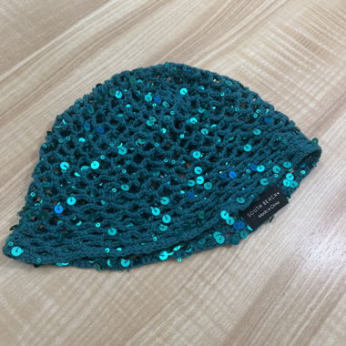 Sequined knit beanie petrol