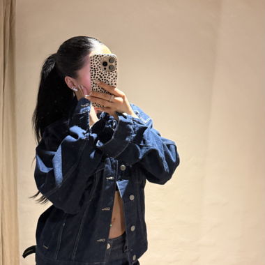 Dark blue oversized denim jacket from H&M size S