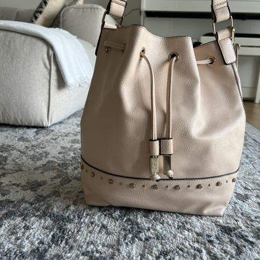 Sac à dos en toile beige à cordon