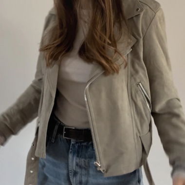 Beige Damen Bikerjacke