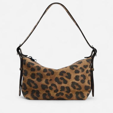 Zara Schultertasche aus echtem Leder mit Leopardenmuster