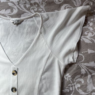 White button front top