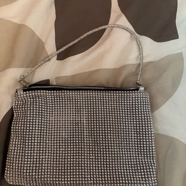 Silbernes Strass-Klutch/Clutch-Tasche