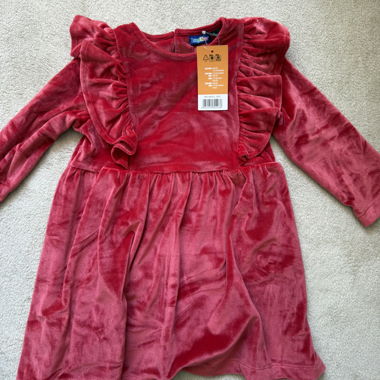 Baby-Kleid aus rotem Samt 12/24 Monate