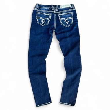 Jeans Skinny Rock Revival Backstitch Navy Y2K