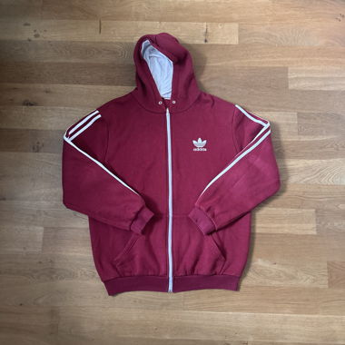 Felpa con cappuccio con zip rossa Adidas