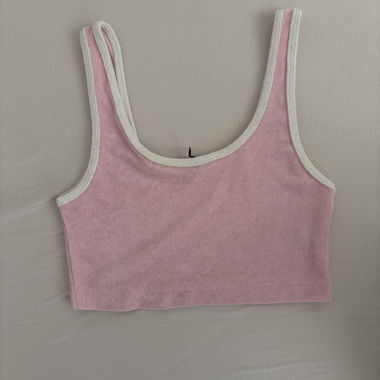 Pink Cropped Top with White Trim