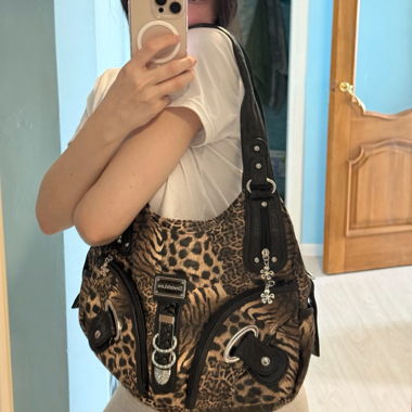 Borsa a mano con motivo leopardato