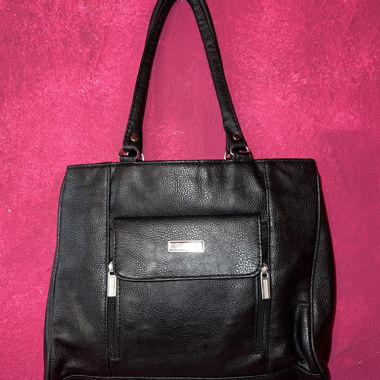 Sac cabas noir en simili cuir