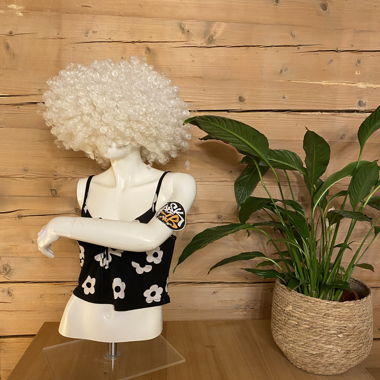 Schwarzes Blumen-Crop-Top