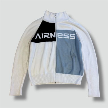 Airness weisse Vintage-Strickjacke mit Reissverschluss