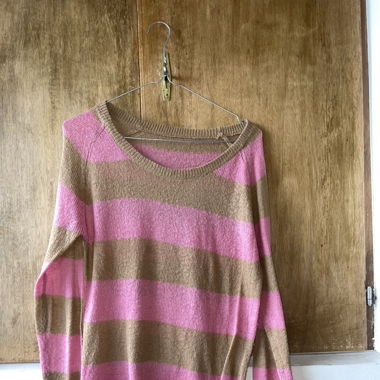 Brown & Pink Striped Sweater