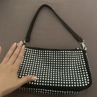 Schwarze Strass-Handtasche