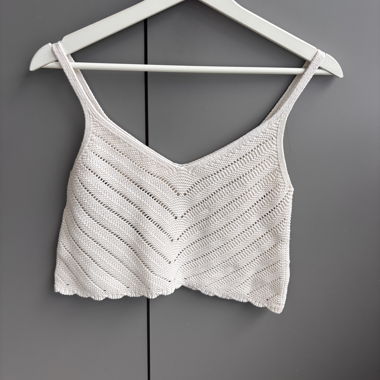 Crop-top en maille Stradivarius blanc M