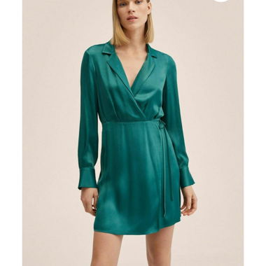 Robe portefeuille verte Mango