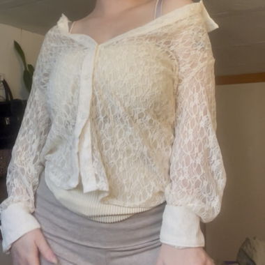 Blusa in pizzo color crema