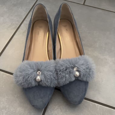 Ballerina/Flat Gr. 36 Suede/Leder hellblau