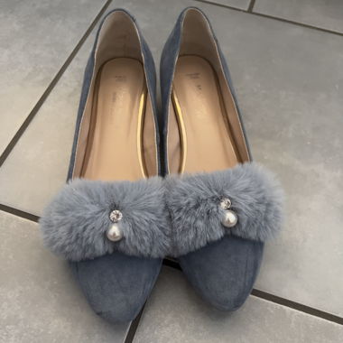 Ballerina/Flat Gr. 36 Suede/Leder hellblau