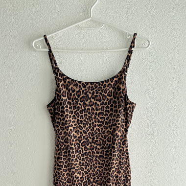 Leopard Leo Muster Midi Kleid Bodycon Gr. XS/S