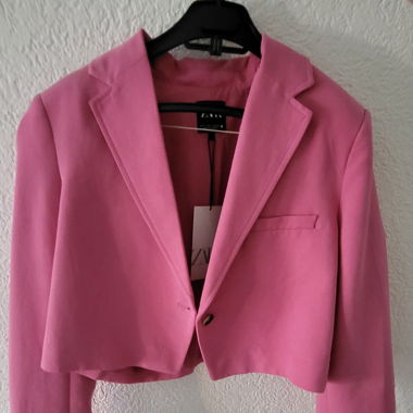 Zara Cropped Blazer Pink