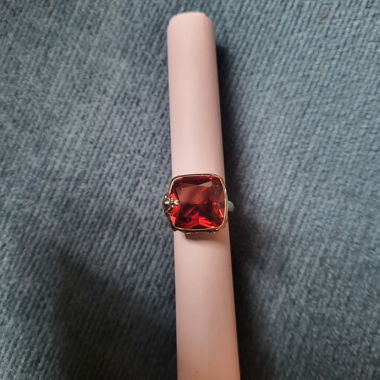 New Silver Ring with Red Stone
