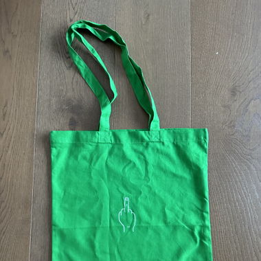Grüner Tragebeutel / Jutebeutel - stinkefinger