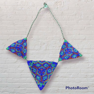 Bunte Perlen Dreieck Statement Kette