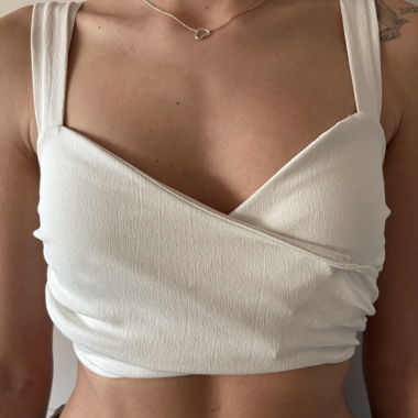 White Cross-Front Crop Top