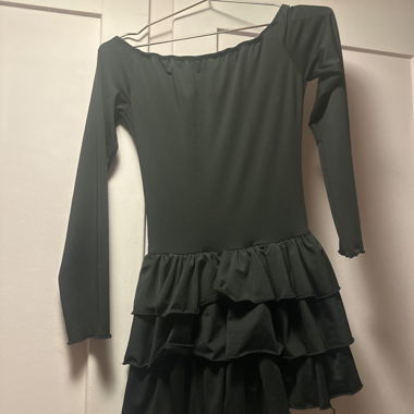 Black ruffled dress with long sleeves