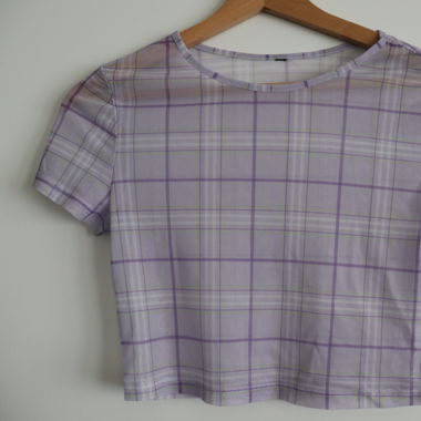 Crop Top Violett Kariert