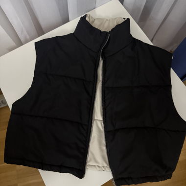 Gilet Imbottito Reversibile nero/beige