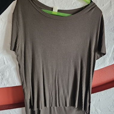 Top marrone a coste Zebra Basic Dept. taglia M, maniche corte