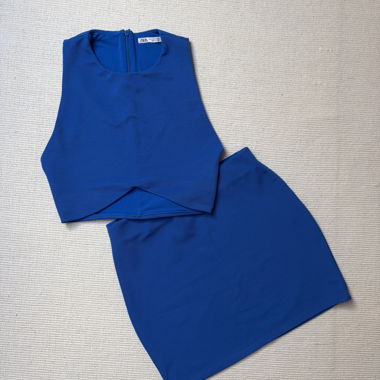 Zara Blue Top and Skirt Set